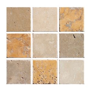 Mosaique Travertin Gold Noce Mix 4,8&#215;4,8&#215;1 Cm